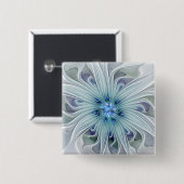 Blumenpracht abstrakt modern Blaupastellblume Button (Vorne & Hinten)