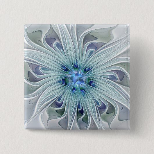 Blumenpracht abstrakt modern Blaupastellblume Button (Vorderseite)