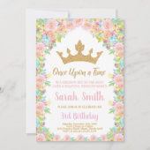 Blumenpraxis Glitzer Kronprinzessin Geburtstagsauf Einladung (Vorderseite)