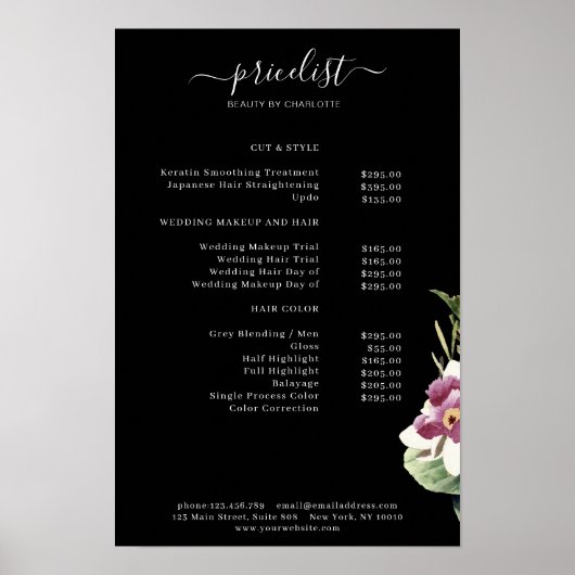 Blumenpreisliste Poster (Vorne)
