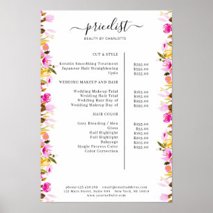 Blumenpreisliste Poster