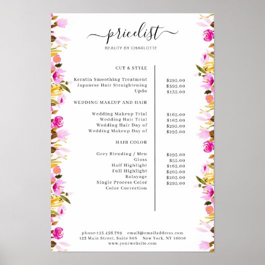 Blumenpreisliste Poster (Vorne)