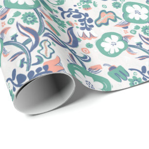 Blumenprint auf Weiß Geschenkpapier