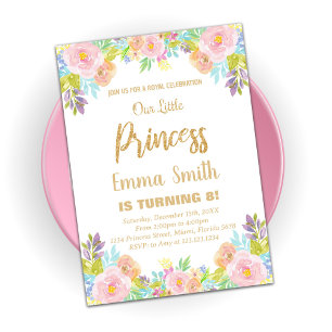 BlumenPrinzessin Glitzer zum Geburtstag Einladung
