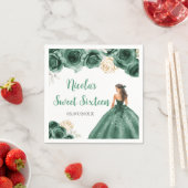 BlumenPrinzessin im dunkelgrünen Kleid 16 . Geburt Serviette (Beispiel)