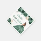 BlumenPrinzessin im dunkelgrünen Kleid 16 . Geburt Serviette (Ecke)