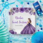 BlumenPrinzessin im Lila Kleid 16 . Geburtstag Pappteller (Party)