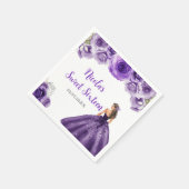 BlumenPrinzessin im Lila Kleid 16 . Geburtstag Serviette (Ecke)
