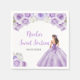 BlumenPrinzessin im Lila Kleid 16 . Geburtstag Serviette
