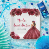 BlumenPrinzessin im Roten Kleid 16 . Geburtstag Pappteller (Party)