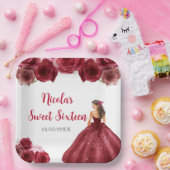 BlumenPrinzessin im Roten Kleid 16 . Geburtstag Pappteller (Party)