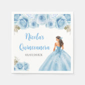BlumenPrinzessin in blauem Kleid Quinceanera Serviette (Vorderseite)