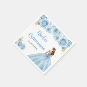 BlumenPrinzessin in blauem Kleid Quinceanera Serviette (Ecke)