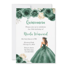 BlumenPrinzessin in dunkelgrünem Kleid Quinceanera