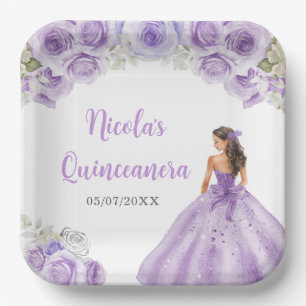 BlumenPrinzessin in Dusty Lila Dress Quinceanera Pappteller