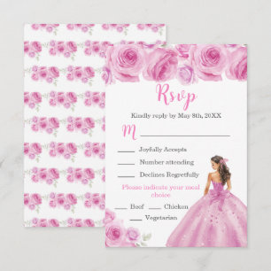 BlumenPrinzessin in einem hellrosa Kleid Speisen RSVP Karte