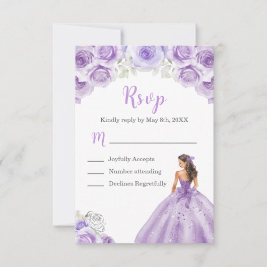 BlumenPrinzessin in einem Lila Dusty RSVP Karte (Vorderseite)