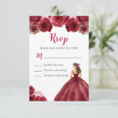 BlumenPrinzessin in einem roten Kleid RSVP Karte (Stehend Vorderseite)
