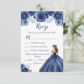 BlumenPrinzessin in einer Navy Blue Dress Meal Cho RSVP Karte (Stehend Vorderseite)