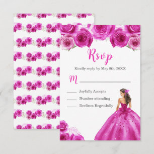 BlumenPrinzessin in heißen rosa Farben RSVP Karte