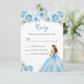 BlumenPrinzessin in hellblauem Kleid RSVP Karte (Stehend Vorderseite)