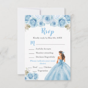 BlumenPrinzessin in hellblauer Kleidung RSVP Karte