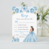 BlumenPrinzessin in hellblauer Kleidung RSVP Karte (Stehend Vorderseite)