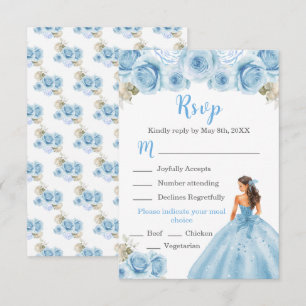 BlumenPrinzessin in hellblauer Kleidung RSVP Karte