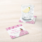 BlumenPrinzessin in hellrosa Kleid 16 . Geburtstag Rechteckiger Pappuntersetzer (Vor Ort)