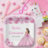 BlumenPrinzessin in hellrosa Kleid Quinceanera Pappteller (Party)