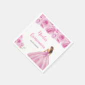 BlumenPrinzessin in hellrosa Kleid Quinceanera Serviette (Ecke)