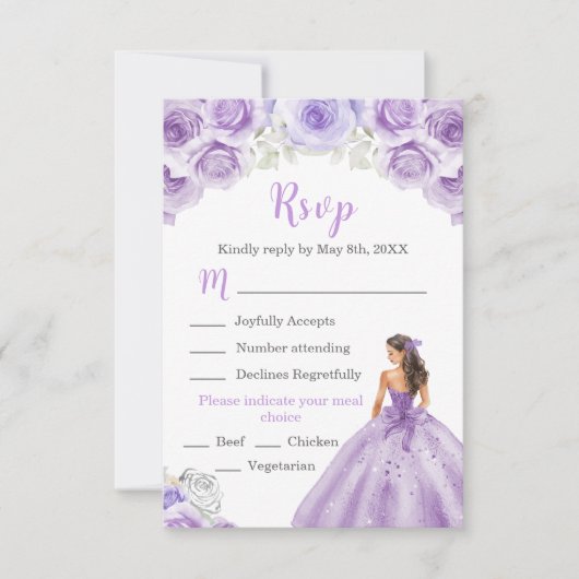 BlumenPrinzessin in Lila Dressur RSVP Karte (Vorderseite)