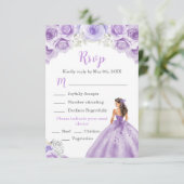 BlumenPrinzessin in Lila Dressur RSVP Karte (Stehend Vorderseite)