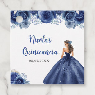 BlumenPrinzessin in Navy Blue Dress Quinceanera Geschenkanhänger