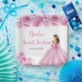 BlumenPrinzessin in rosa Kleid 16 . Geburtstag Pappteller (Party)