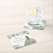 BlumenPrinzessin in Sage Green Dress 16 . Geburtst Rechteckiger Pappuntersetzer (Vor Ort)