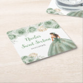 BlumenPrinzessin in Sage Green Dress 16 . Geburtst Rechteckiger Pappuntersetzer (angewinkelt)