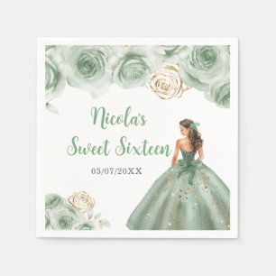 BlumenPrinzessin in Sage Green Dress 16 . Geburtst Serviette