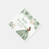BlumenPrinzessin in Sage Green Dress 16 . Geburtst Serviette (Ecke)