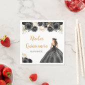 BlumenPrinzessin in Schwarz-Kleid Quinceanera Serviette (Beispiel)