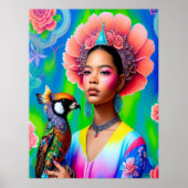 Blumenprinzessin mit Vogel Poster (Vorne)