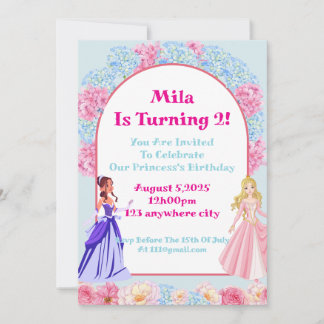 Blumenprinzessin Rosa Geburtstagsfeier Einladung