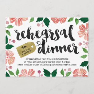 BlumenProben-Abendessen des Watercolor-Garten-  Einladung