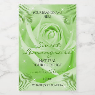 Blumenprodukt-Etiketten Grüne Rose mit Palmblätter Lebensmitteletikett