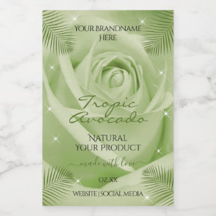 Blumenproduktsiegel Grüne Rose Blume Palm Blätter Lebensmitteletikett