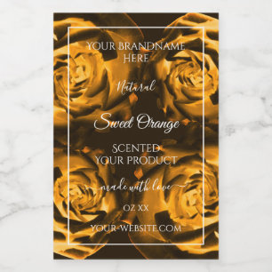 Blumenproduktverpackungslabels Orange Braune Rosen Lebensmitteletikett