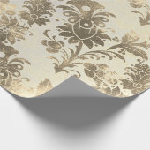 Blumenpulver Grungy Damask Sepia Champagne Gold Geschenkpapier (Ecke)