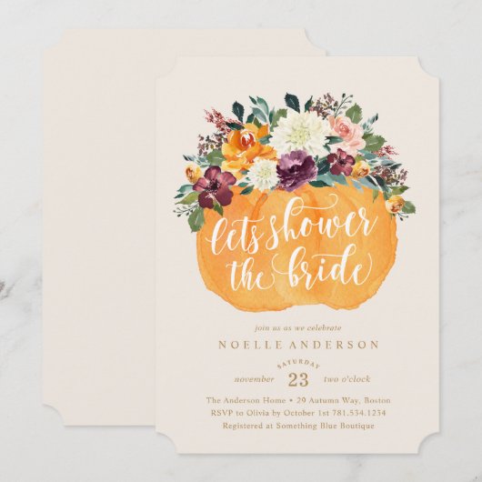 Blumenpumpendusche Bridal Einladung (Vorne/Hinten)