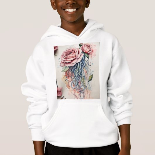 "Blumenquallen-T - Shirt - Tätowier Aquarelle (Vorderseite)