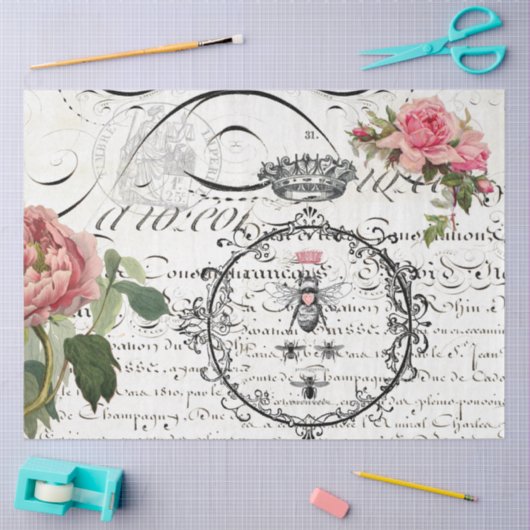 Blumenqueen-Bienenschrift-Dekoupage Seidenpapier (Basteln)